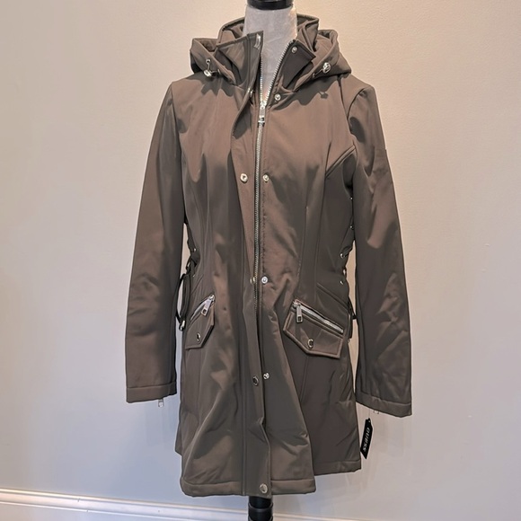 Guess olive drab and silver winter jacket NWT L - Picture 1 of 16
